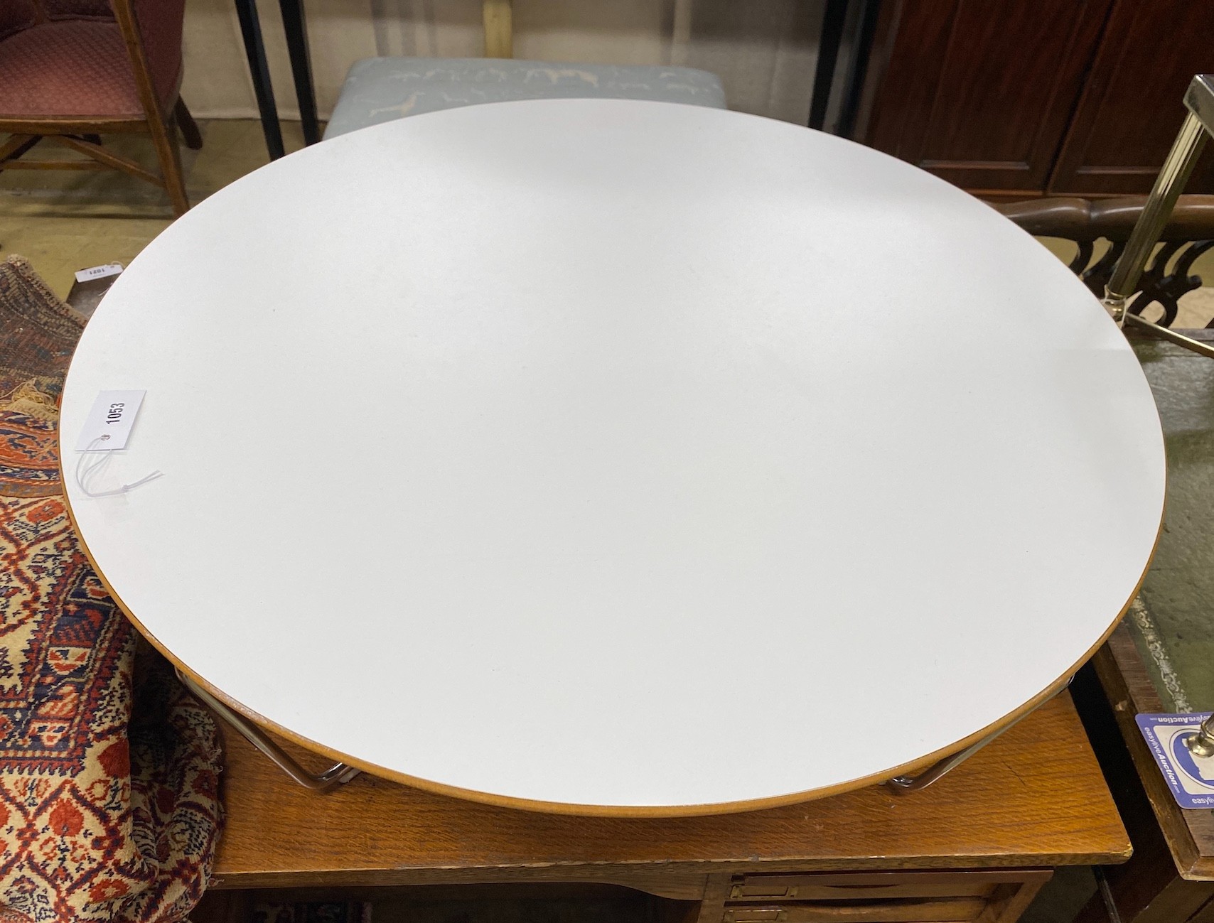 A contemporary Allermuir circular conic style table by Luke Pearson and Tom Lloyd (R.S.A), diameter 89cm, height 31cm